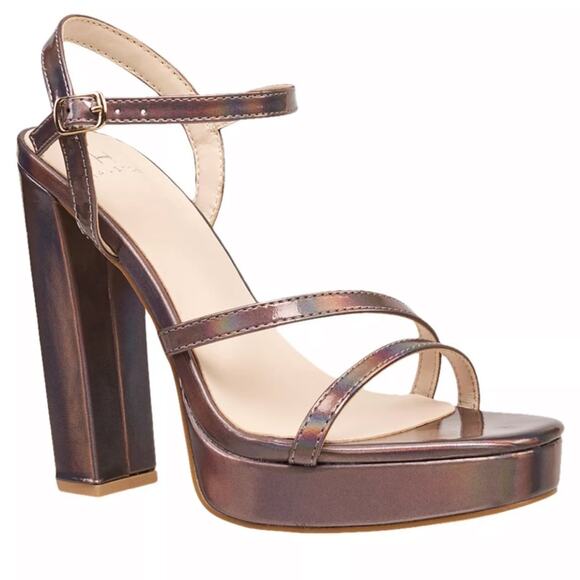 Halston Sardinia Platform Dress Sandals – Pewter - Sz 9 - Picture 1 of 13